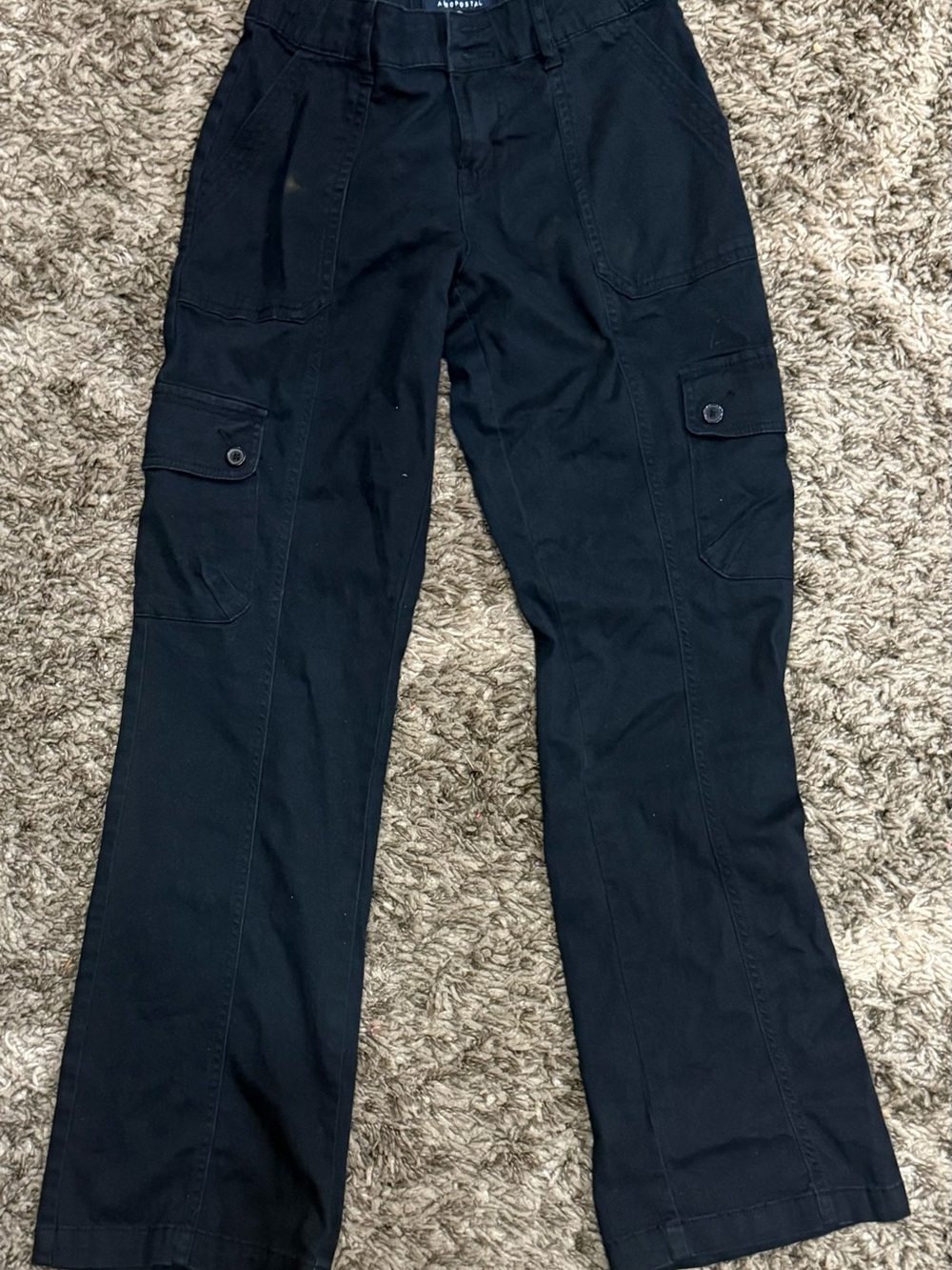 Aeropostale Black Men's Cargo Pants with Button-Flap Pockets